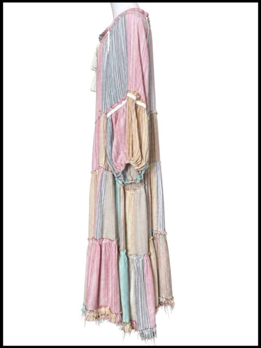 Free People In The Moment Pastel Stripe Tiered Maxi Dress M - Picture 7 of 12